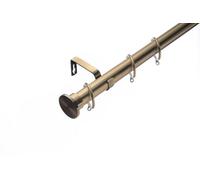 Lister Cartwright 28mm Antique Brass Extendable Metal Curtain Pole Set Rings With Disc Stopper Finial (70- 120 Cm)