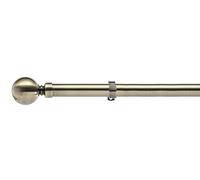 Lister Cartwright 28mm Antique Brass Fixed Metal Curtain Pole Set with Ball Finial Voile Easy fit to Outdoor, Bedroom, Living Room (300 cm)
