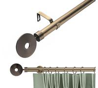 Lister Cartwright 28mm Antique Brass Horologe Extendable Curtain Pole Rings Rods Voile Easy Fitting (210-320 cm)