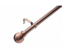 Lister Cartwright 28mm Antique Copper Adjustable Telescopic Extendable Metal Curtain Pole Set with Ball Finial Voile Easy fit to Outdoor, Bedroom, Living Room (210-320 cm)