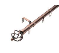 Lister Cartwright 28mm Antique Copper Extendable Metal Curtain Pole Set Rings With Cage Finial (210 - 320 Cm)