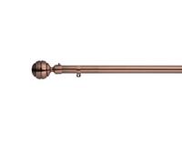 Lister Cartwright 28mm Antique Copper Fixed Metal Curtain Pole Set With Ribbed Ball Finial (120 Cm)