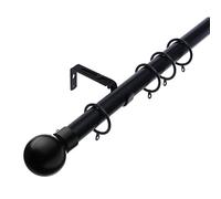 Lister Cartwright 28mm Obsidian Black Extendable Metal Curtain Pole Set (Obsidian Black Ball Finial, 210-320 cm)