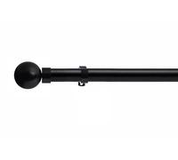 Lister Cartwright 28mm Obsidian Black Fixed Metal Curtain Pole Set with Ball Finial Voile Easy fit to Outdoor, Bedroom, Living Room (200 cm)