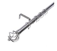 Lister Cartwright 28mm Polished Steel Adjustable Extendable Metal Curtain Pole Set Rings with Cage Finial Voile Easy fit to Outdoor, Bedroom, Living Room (210-320 cm)