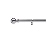 Lister Cartwright 28mm Polished Steel Fixed Metal Curtain Pole Set with Ball Finial Voile Easy fit to Outdoor, Bedroom, Living Room (150 cm)