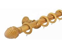 Lister Cartwright 33 mm Artichoke Ball Wood Curtain Poles Fixed Length Premium Quality Curtain Pole Wooden Beautiful Design Rubber Wooden Finials, Honey Oak (Artichoke) 240 cm