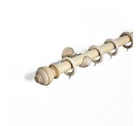 Lister Cartwright 33 mm Ash Ribbed Ball Wood Curtain Poles Fixed Length Premium Quality Curtain Pole Wooden Beautiful Design Rubber Wooden Finials, Ash 200 cm