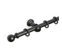 Lister Cartwright Ball Finial 28 mm Wooden Curtain Poles Fixed Length (Black Ball, 240 cm)