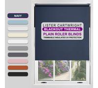 Lister Cartwright Blackout Plain Roller Blinds Windows Blind Child Safety Included (Navy, 180 Cm Width X 160 Cm Drop)