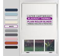 Lister Cartwright Blackout Plain Roller Blinds Windows Blind Child Safety Included (White, 180 Cm Width X 160 Cm Drop)