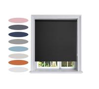 Lister Cartwright Blackout Plain Roller Blinds Windows Blind Easy Fit Child Safety Included (Black, 90 cm Width x 160 cm Drop)