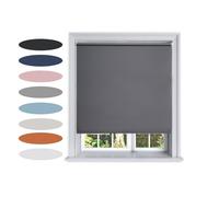 Lister Cartwright Blackout Plain Roller Blinds Windows Blind Easy Fit Child Safety Included (Dark Grey, 90 cm Width x 160 cm Drop)