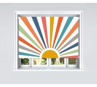Lister Cartwright Blackout Roller Blinds Windows Child Safety Fitting Included Beautiful Design, Painted Sun 200 x 160 cm
