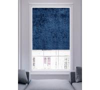 Lister Cartwright Crushed Velvet Roller Blinds for Windows - Midnight Blue (120 x165 cm) - Easy Fit, Cut to Size, Thermal Insulated, Modern Window Blind with Child Safety Fixing