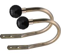 Lister Cartwright Curtain Hold Backs 2 x Metal Curtain Holdback Decorative Drapery All Fixing Inc (Antique Brass, Crystal Black)