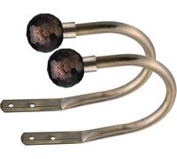 Lister Cartwright Curtain Hold Backs 2 x Metal Curtain Holdback Decorative Drapery All Fixing Inc (Antique Brass, Crystal Smoke)