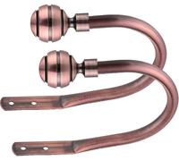 Lister Cartwright Curtain Hold Backs 2 x Metal Curtain Holdback Decorative Drapery All Fixing Inc (Antique Copper, Elemental Ribbed Ball)