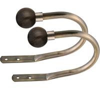 Lister Cartwright Curtain Hold Backs 2 x Metal Curtain Holdback Decorative Drapery All Fixing Inc (Antique Brass, Marble Brown)