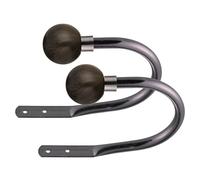 Lister Cartwright Curtain Hold Backs 2 x Metal Curtain Holdback Decorative Drapery All Fixing Inc (Black Nickel, Marble Brown)