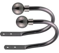 Lister Cartwright Curtain Hold Backs 2 x Metal Curtain Holdback Decorative Drapery All Fixing Inc (Black Nickel, Elemental Ball)