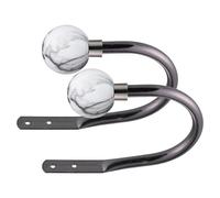 Lister Cartwright Curtain Hold Backs 2 x Metal Curtain Holdback Decorative Drapery All Fixing Inc (Black Nickel, Marble White)