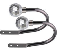 Lister Cartwright Curtain Hold Backs 2 x Metal Curtain Holdback Decorative Drapery All Fixing Inc (Black Nickel, Crytal Clear)