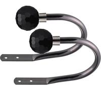 Lister Cartwright Curtain Hold Backs 2 x Metal Curtain Holdback Decorative Drapery All Fixing Inc (Black Nickel, Crystal Black)
