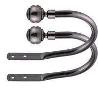 Lister Cartwright Curtain Hold Backs 2 x Metal Curtain Holdback Decorative Drapery All Fixing Inc (Black Nickel, Elemental Ribbed Ball)