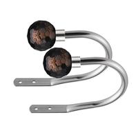 Lister Cartwright Curtain Hold Backs 2 x Metal Curtain Holdback Decorative Drapery All Fixing Inc (Brushed Steel, Crystal Smoke)