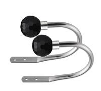 Lister Cartwright Curtain Hold Backs 2 x Metal Curtain Holdback Decorative Drapery All Fixing Inc (Brushed Steel, Crystal Black)