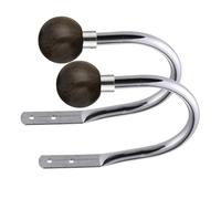 Lister Cartwright Curtain Hold Backs 2 x Metal Curtain Holdback Decorative Drapery All Fixing Inc (Brushed Steel, Marble Brown)