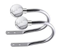 Lister Cartwright Curtain Hold Backs 2 x Metal Curtain Holdback Decorative Drapery All Fixing Inc (Brushed Steel, Marble White)