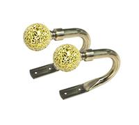 Lister Cartwright Curtain Hold Backs 2 x Metal Curtain Holdback Decorative Drapery All Fixing Inc (Glamour Crackle Antique Brass)
