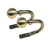 Lister Cartwright Curtain Hold Backs 2 x Metal Curtain Holdback Decorative Drapery All Fixing Inc (Metal Ball Antique Brass)