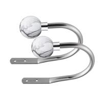 Lister Cartwright Curtain Hold Backs 2 x Metal Curtain Holdback Decorative Drapery All Fixing Inc (Polished Chrome, Marble White)