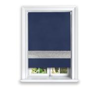 Lister Cartwright Diamante Roller Blinds For Windows - 120 x 165 CM - Easy to Fit Blackout Roller Blinds with Child Safety Included - Navy Color