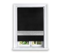Lister Cartwright Diamante Roller Blinds For Windows - 120 x 165 CM - Easy to Fit Blackout Roller Blinds with Child Safety Included - Black Color