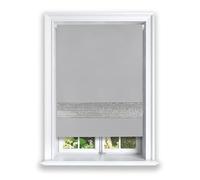Lister Cartwright Diamante Roller Blinds For Windows - 150 x 165 CM - Easy to Fit Blackout Roller Blinds with Child Safety Included - Grey Color