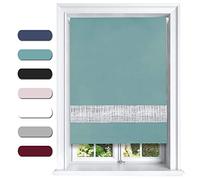 Lister Cartwright Diamante Roller Blinds For Windows - 60 x 165 CM - Easy to Fit Blackout Roller Blinds with Child Safety Included - Duck Egg Color