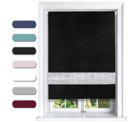 Lister Cartwright Diamante Roller Blinds For Windows - 90 x 165 CM - Easy to Fit Blackout Roller Blinds with Child Safety Included - Black Color