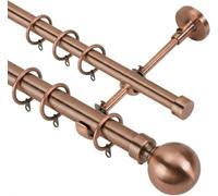 Lister Cartwright Double Curtain Fixed Pole Set With Antique Copper Ball Finials - 19mm And 28mm Metal Poles(400 Cm)