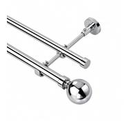 Lister Cartwright Double Eyelet Curtain Fixed Pole Set with Chrome Ball Finials - 19mm & 28mm Metal Poles for Layered Curtains, Sheer & Blackout, Complete Kit with Brackets & Fixings (150 cm)