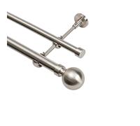 Lister Cartwright Double Eyelet Curtain Fixed Pole Set with Polished Steel Ball Finials - 19mm & 28mm Metal Poles for Layered Curtains, Sheer & Blackout, Complete Kit with Brackets & Fixings (200 cm)