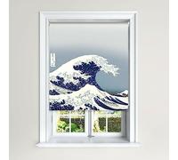 Lister Cartwright Hokusai Wave Blackout Roller Blind For Windows Child Safety Cut To Size Kitchen Bathroom Polyester Roller Blind (120 cm Width x 140 cm Drop)
