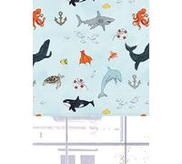 Lister Cartwright Kids Blackout Roller Blinds Windows Blind Easy Fit Child Safety Included Made to Measure(Sealife, 120 cm Width x 140 cm Drop)