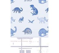 Lister Cartwright Kids Blackout Roller Blinds Windows Blind Easy Fit Child Safety Included Made to Measure(Dinosaurs blue, 90 cm Width x 140 cm Drop)