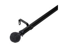 Lister Cartwright Knotted Curtain Pole 28mm Extendable Mate Black Color Rod Metal Finish Easy Fit(180-340 cm)