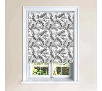 Lister Cartwright Monochrome Palm Leaf Blackout Roller Blinds Windows Easy Fit Child Safety Cut To Size Fixing Included Made to Measure (90 x 140 cm)