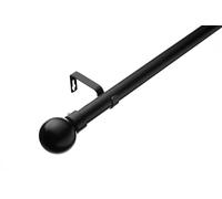 Lister Cartwright Obsidian Black Ball Finial Curtain Pole 28mm Extendable Rod Metal Finish Easy Fit (70-120 cm)